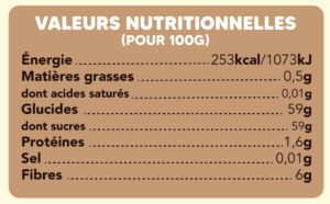 valeurs nutritionnelles purée dattes bam